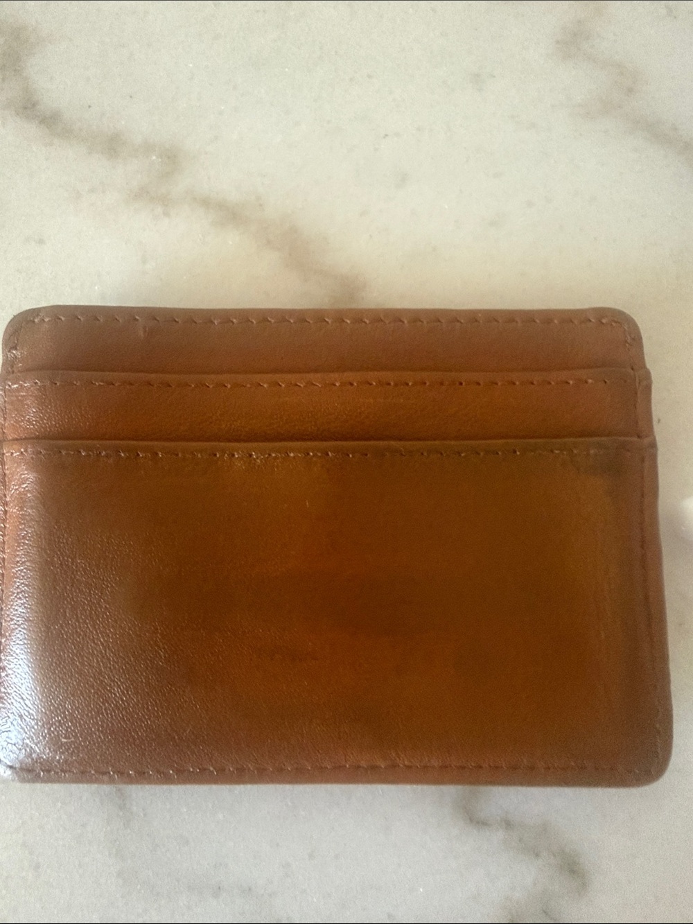 Tory Burch Chestnut Brown Leather Card Holder with Logo Medallion - Picture 4 of 5